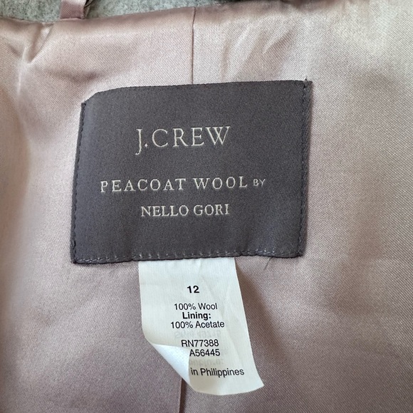 J. Crew Peacoat Wool By Nello Gori Wool Coat Women’s Gray Size 12 Classic Chic - Picture 6 of 8